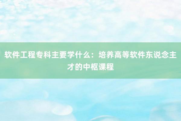 软件工程专科主要学什么：培养高等软件东说念主才的中枢课程